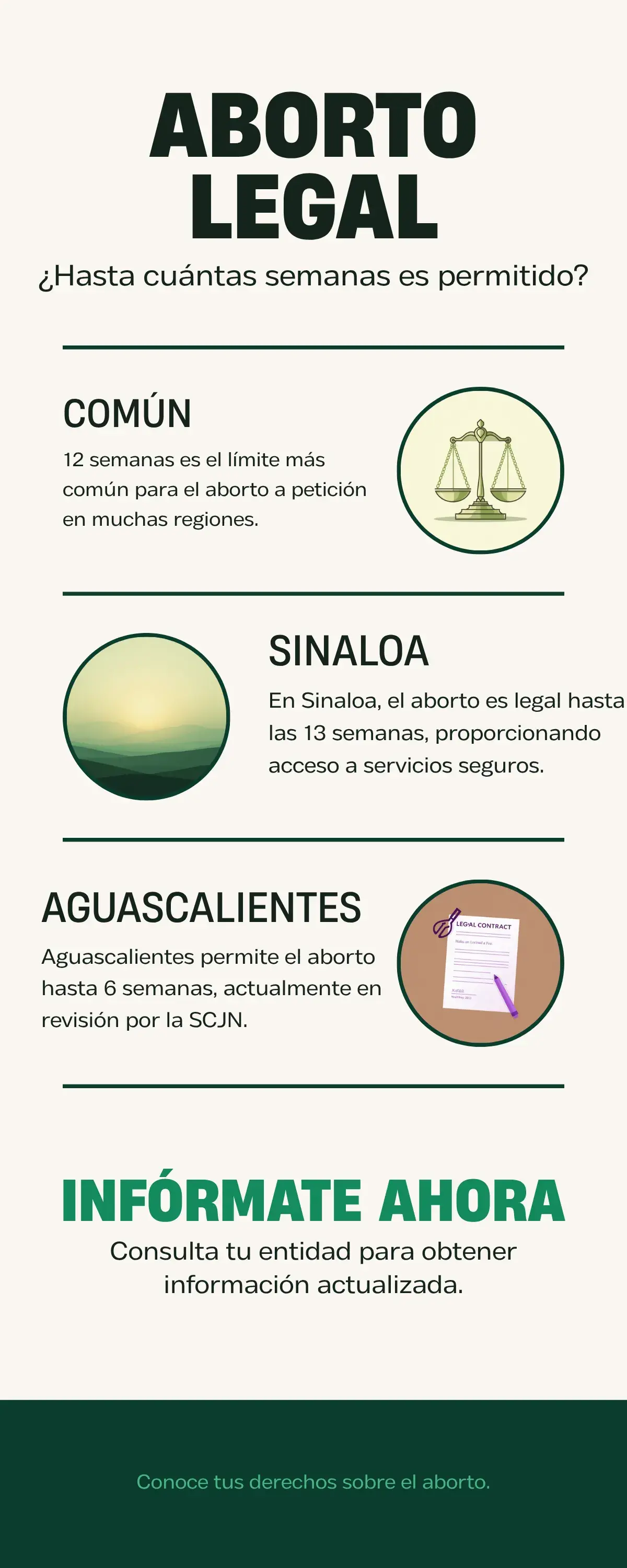 Infografía con los plazos legales para abortar a petición por estado